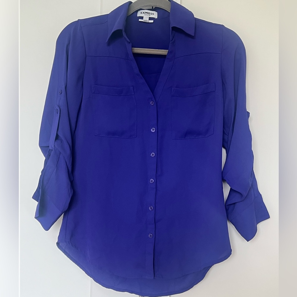 Express Royal Blue Button Down Shirt
